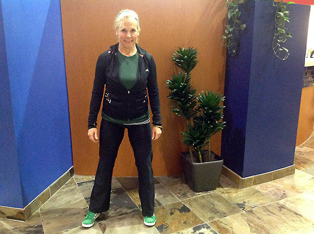 Image of Laura Coleman demonstrating sideways walk first step
