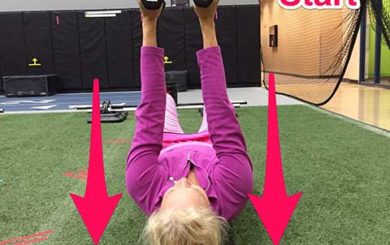 Image of Laura Coleman demonstrating the Shoulder blade exercise for stomach and abs start