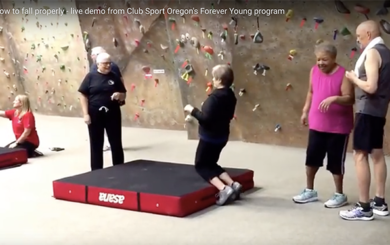 Image of a woman practicing her fall