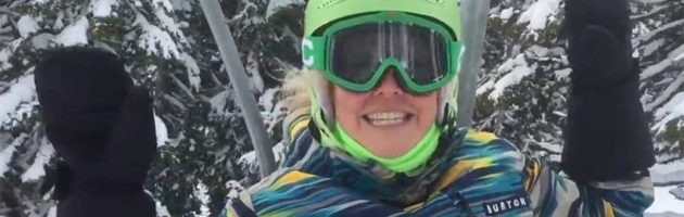 image of personal Trainer, Laura Coleman on a ski lift