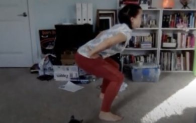 Image of woman demonstrating a square